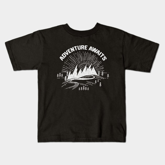 Adventure Awaits - Camping Life Saying Gift for Camping Lovers. Kids T-Shirt by KAVA-X